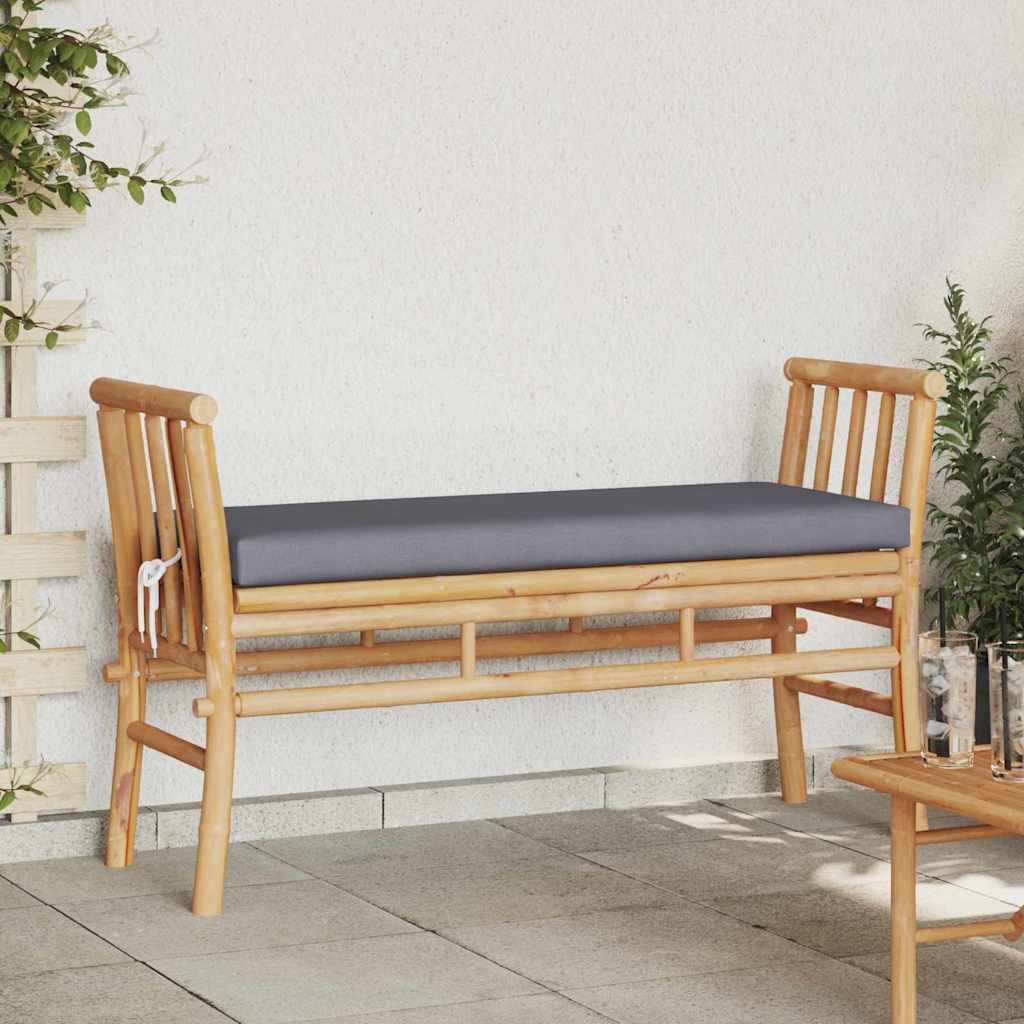 Gartenbank mit Kissen Braun 110 x 38 x 65cm Bambus