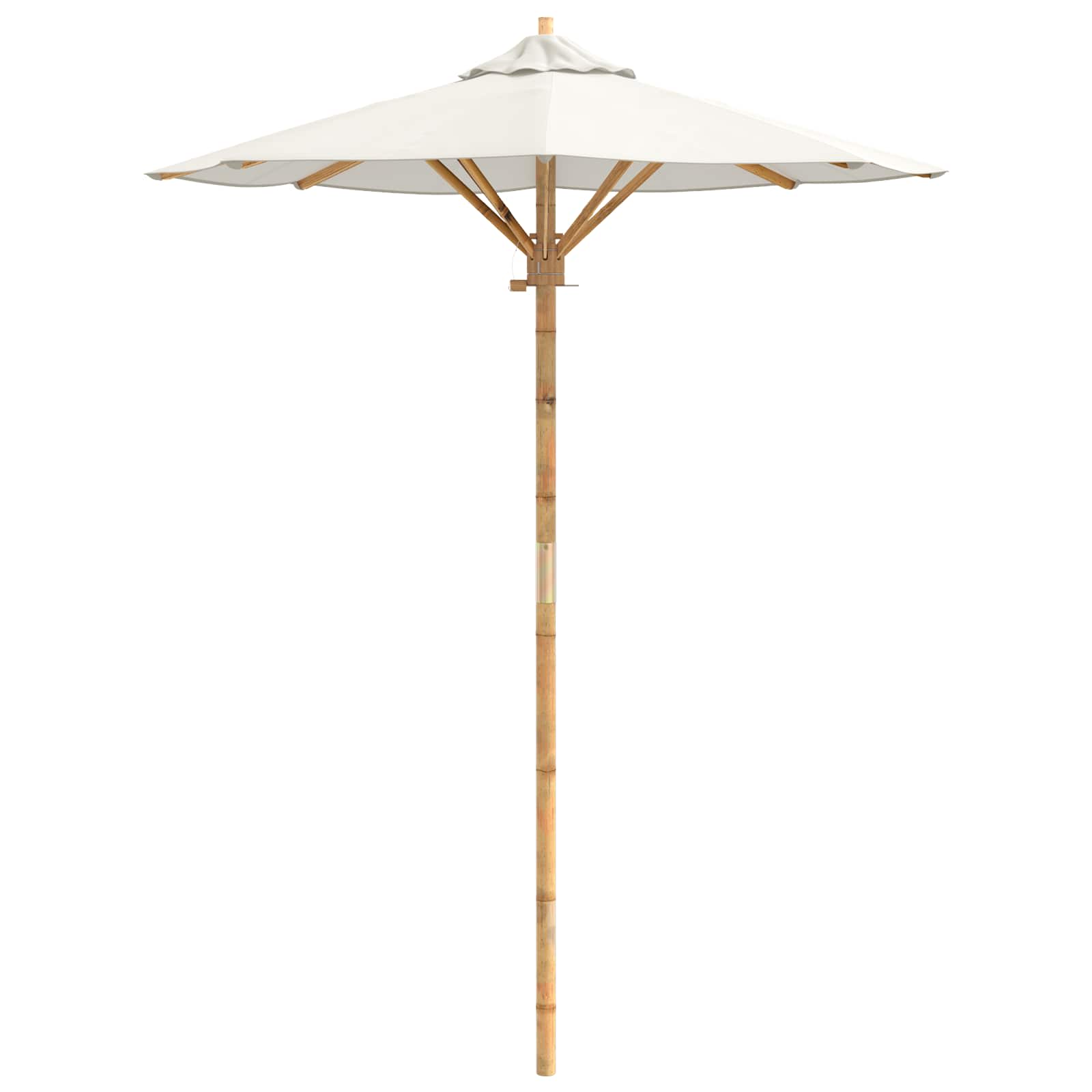 Garten-Sonnenschirm Cremeweiß Ø 150 x 210 cm Bambus