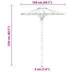 Garten-Sonnenschirm Cremeweiß Ø 150 x 210 cm Bambus
