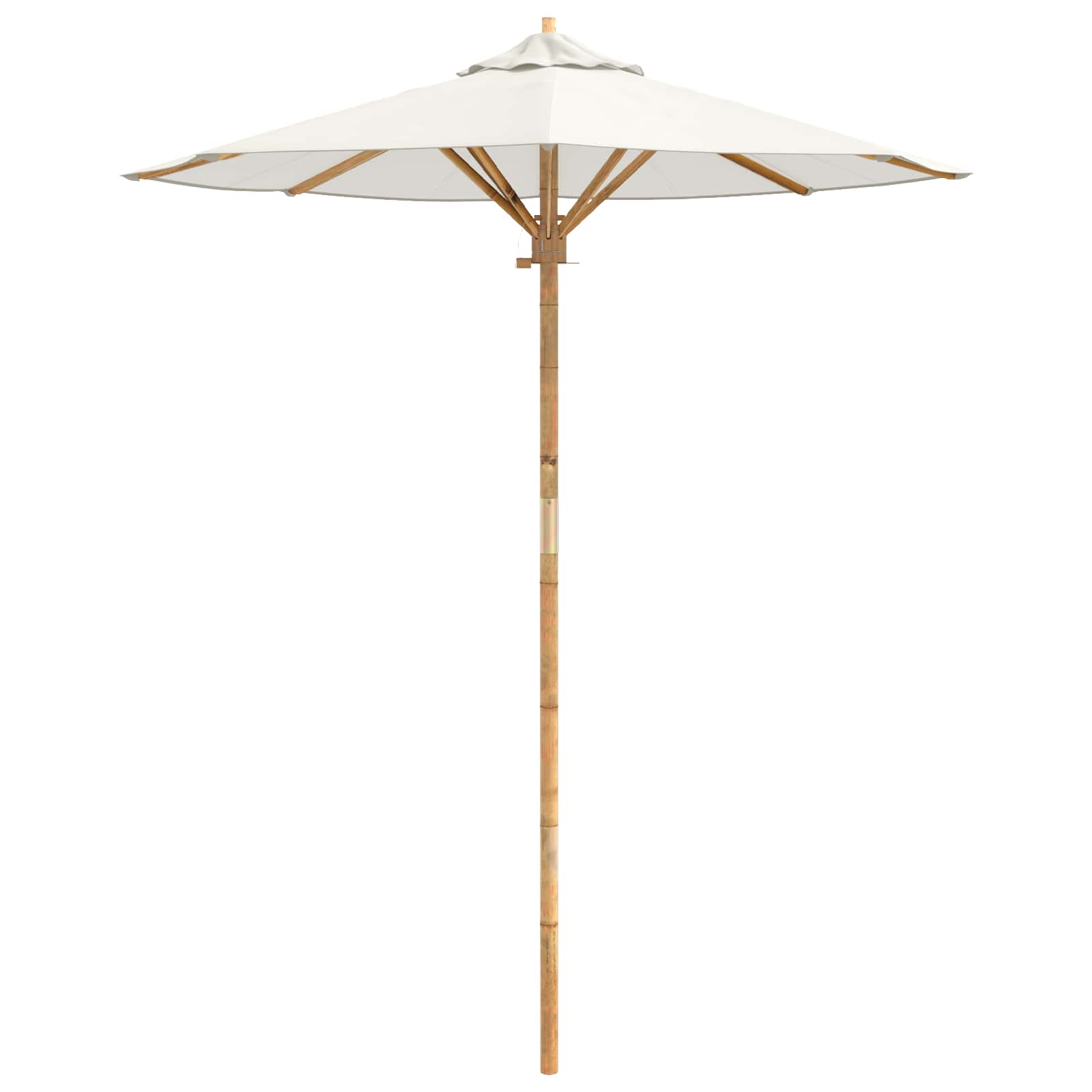 Garten-Sonnenschirm Cremeweiß Ø 180 x 230 cm Bambus