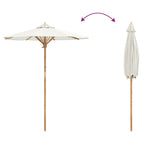 Garten-Sonnenschirm Cremeweiß Ø 180 x 230 cm Bambus