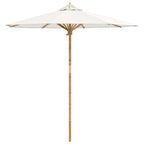 Garten-Sonnenschirm Cremeweiß Ø 217 x 230 cm Bambus