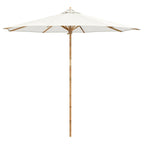 Garten-Sonnenschirm Cremeweiß Ø 270 x 260 cm Bambus