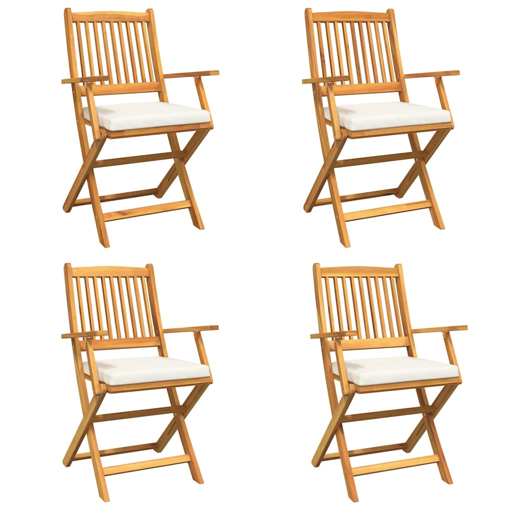 Klappstuhl 4 pcs Weiß 49 x 57,5 x 92 cm Massivholz Akazie