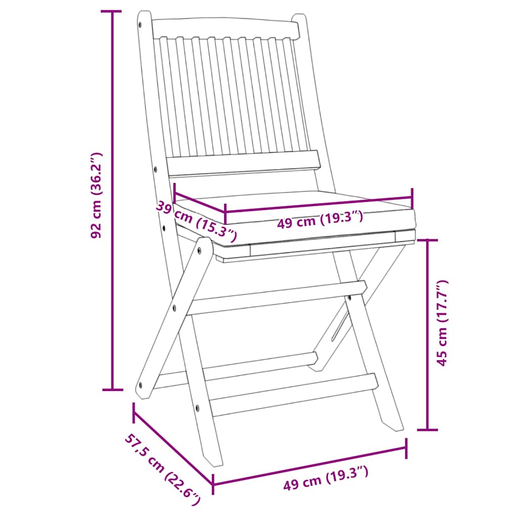 Klappstuhl 6 pcs Weiß 49 x 57,5 x 92 cm Massivholz Akazie