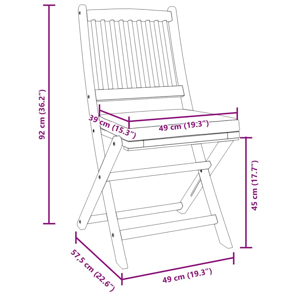 Klappstuhl 6 pcs Grau 49 x 57,5 x 92 cm Massivholz Akazie