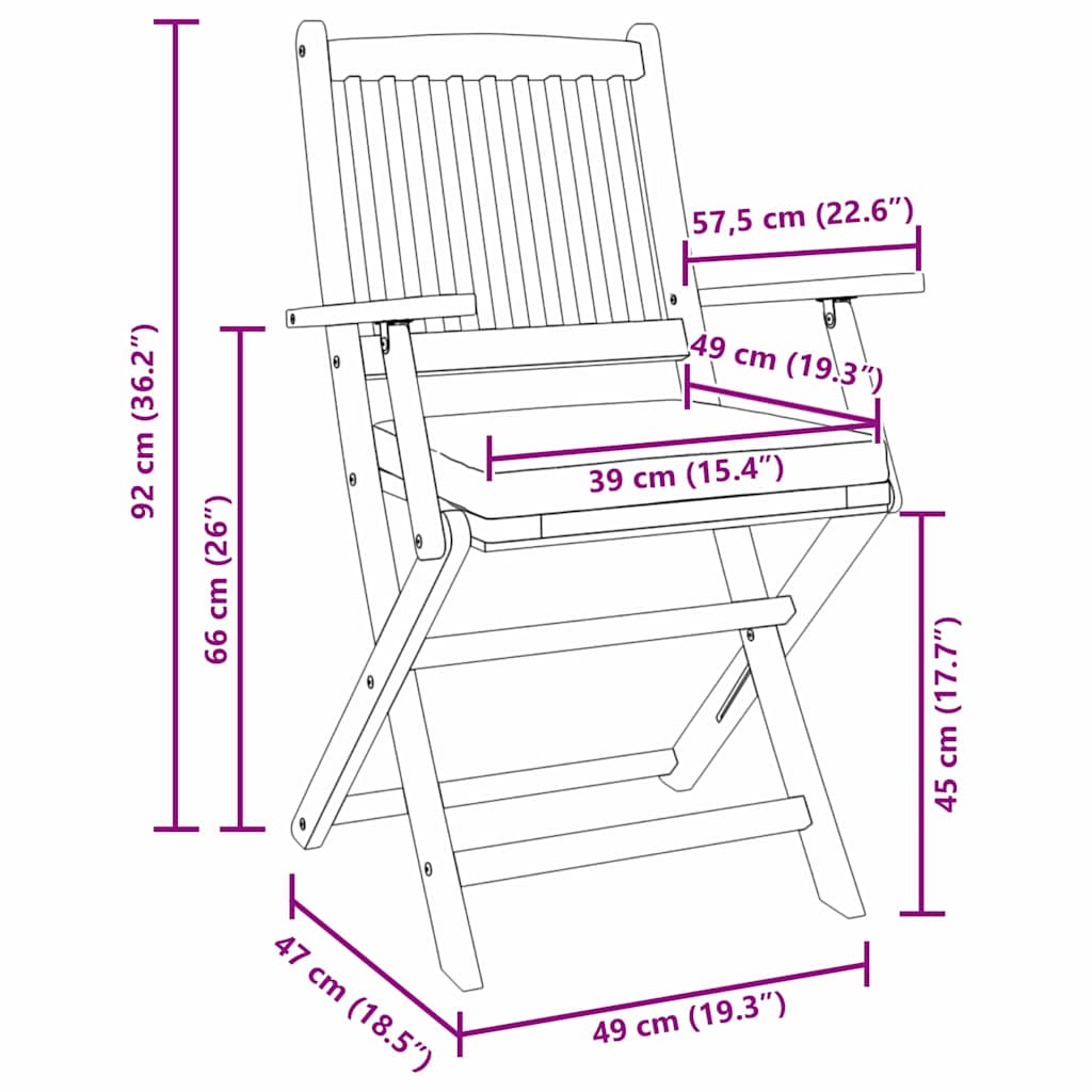 Klappstuhl 6 pcs Weiß 49 x 57,5 x 92 cm Massivholz Akazie