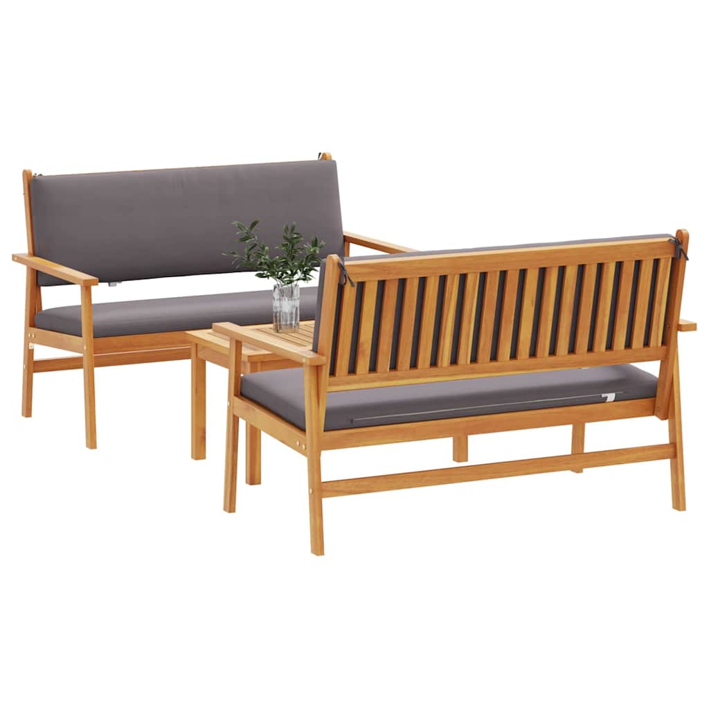 Gartensofa-set 3 pcs Braun 120 x 65,5 x 79 cm Massivholz Akazie