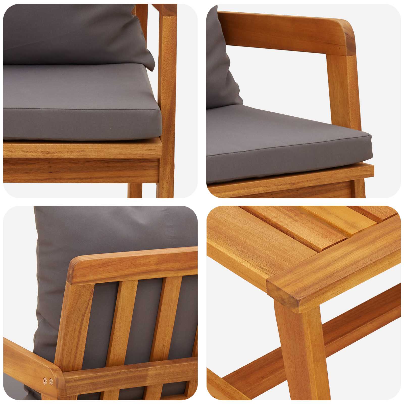 Bistrogarnitur mit Kissen 5 pcs Braun Massivholz Akazie