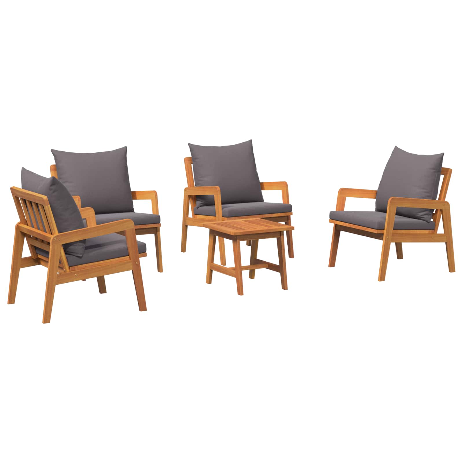 Bistrogarnitur mit Kissen 5 pcs Braun Massivholz Akazie