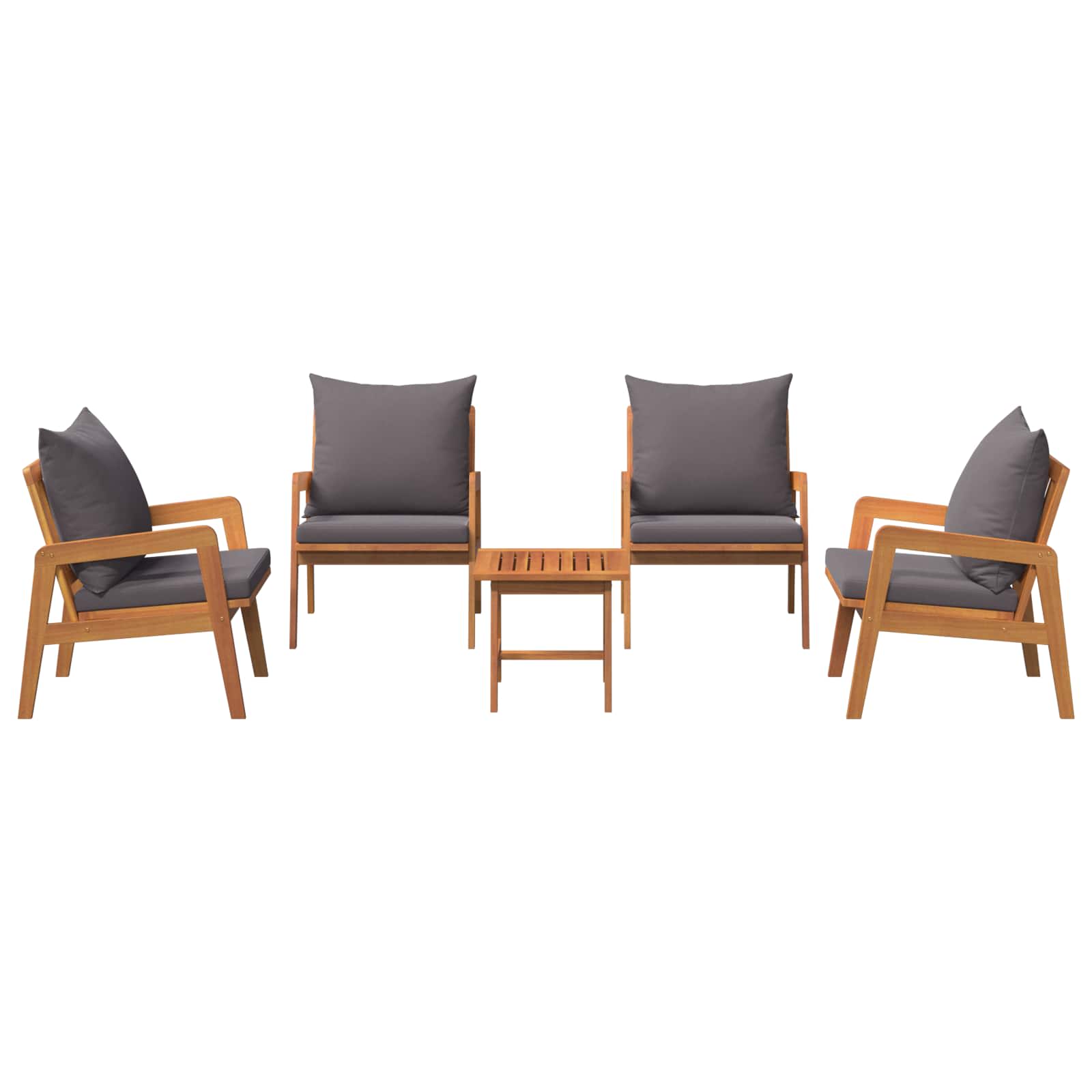 Bistrogarnitur mit Kissen 5 pcs Braun Massivholz Akazie