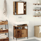 Badezimmermöbel-Set mit Regal mit Tür 2 pcs Braun Holzwerkstoff
