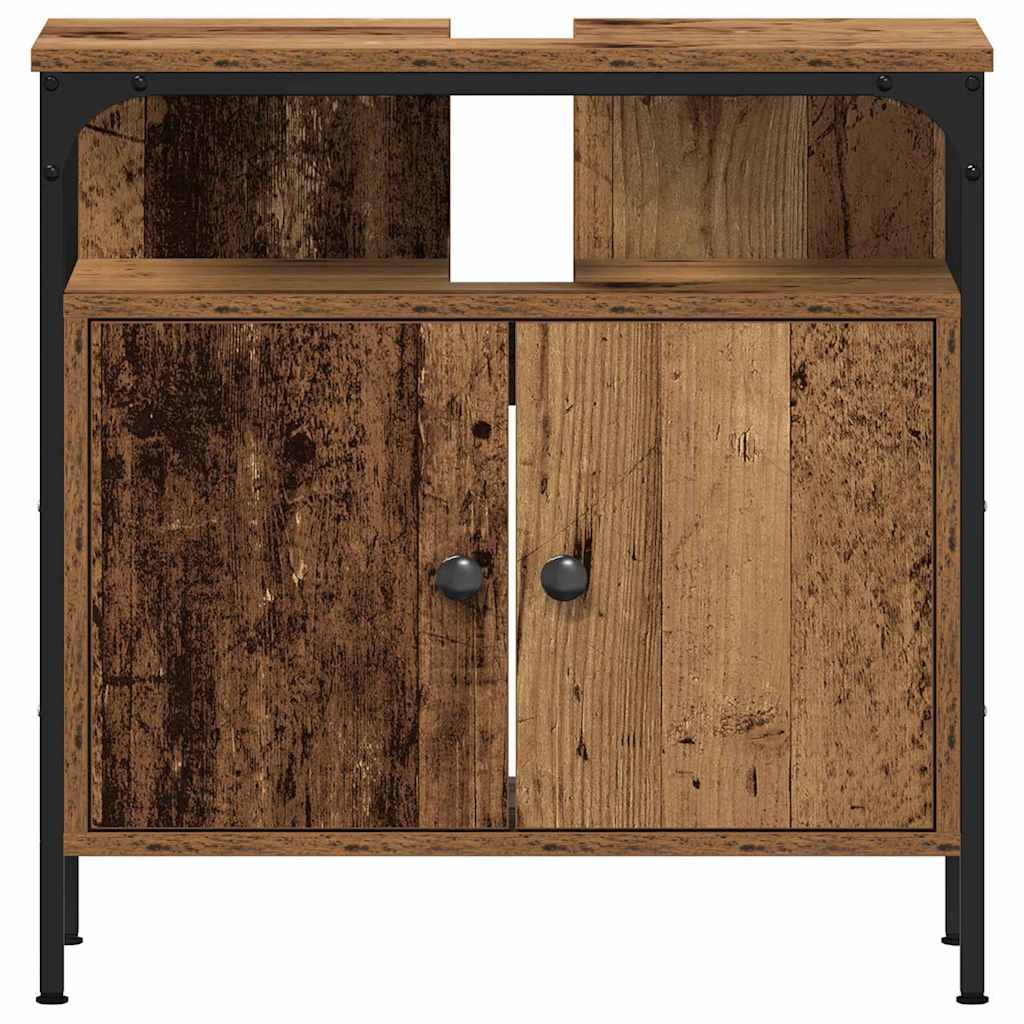 Badezimmermöbel-Set mit Regal mit Tür 2 pcs Braun Holzwerkstoff