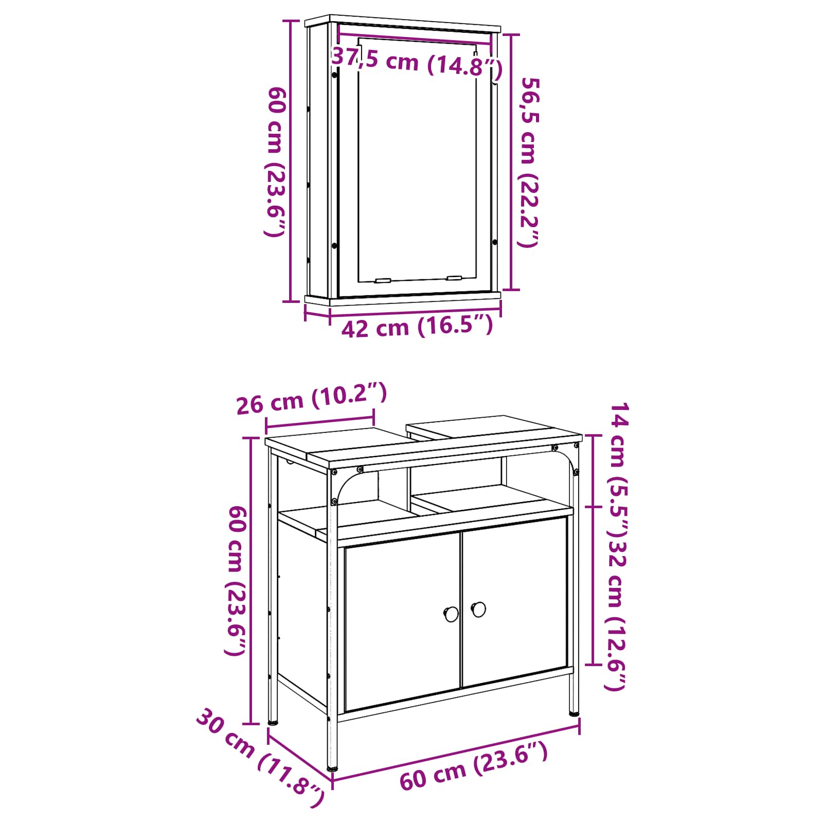 Badezimmermöbel-Set mit Regal mit Tür 2 pcs Braun Holzwerkstoff