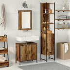 Badezimmermöbel-Set mit Regal mit Tür 3 pcs Braun Holzwerkstoff