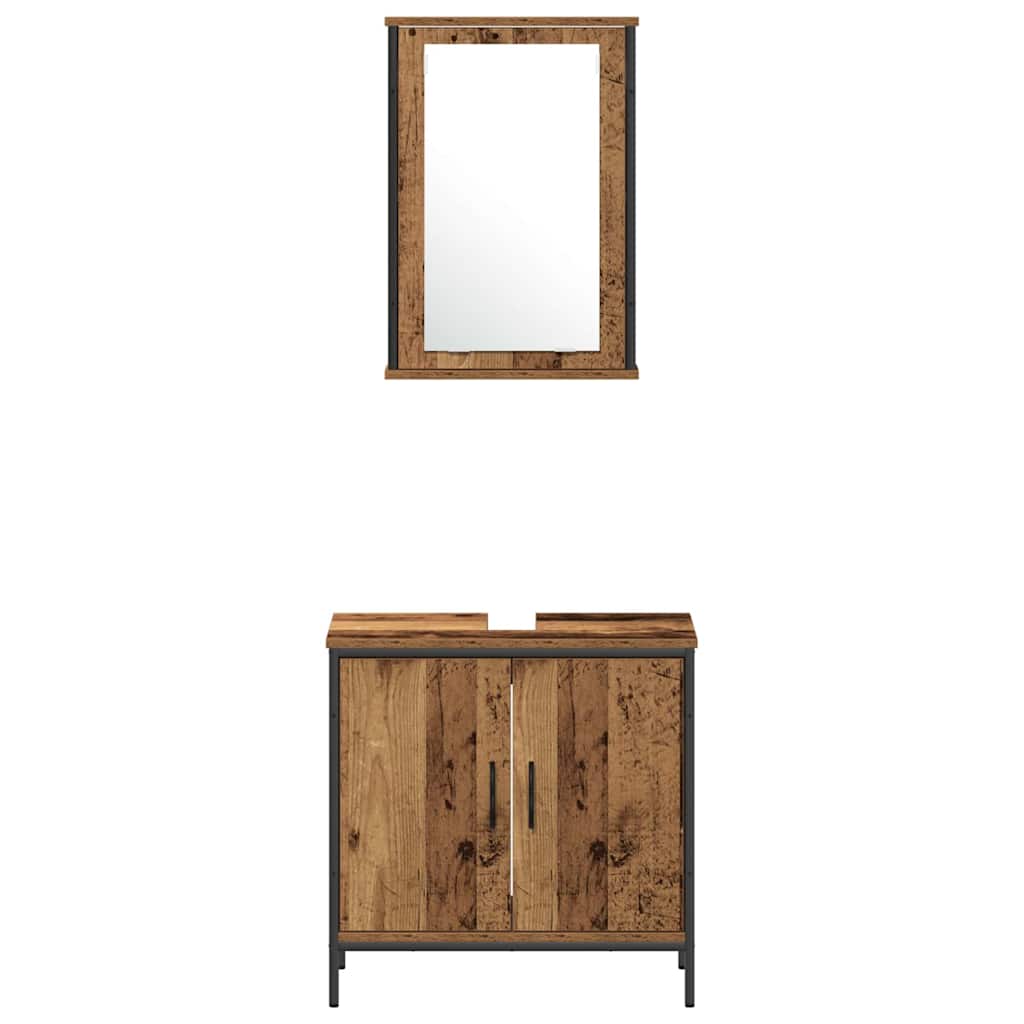 Badezimmermöbel-Set mit Regal mit Tür 3 pcs Braun Holzwerkstoff