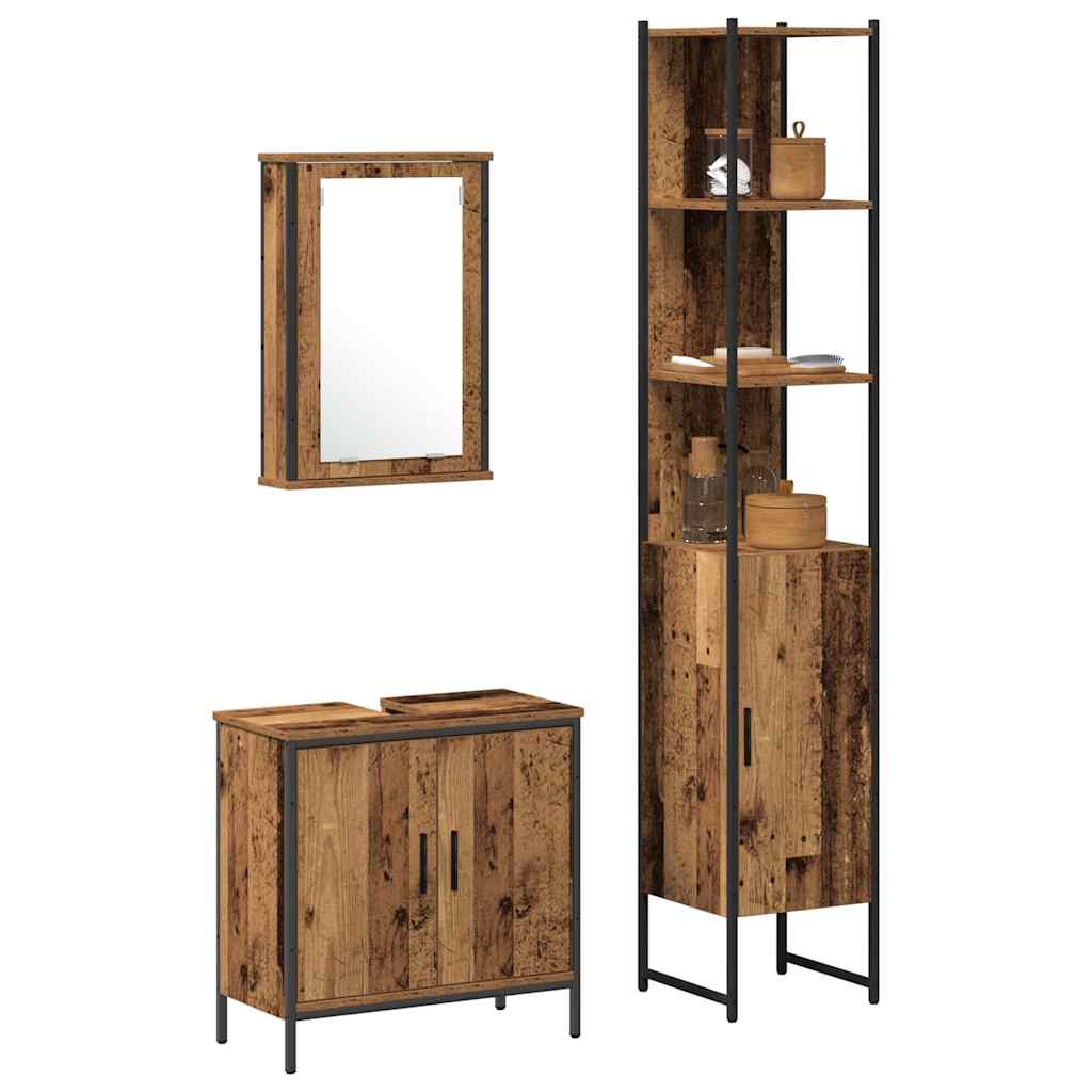 Badezimmermöbel-Set mit Regal mit Tür 3 pcs Braun Holzwerkstoff