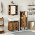 Badezimmermöbel-Set mit Regal mit Tür 3 pcs Braun Holzwerkstoff
