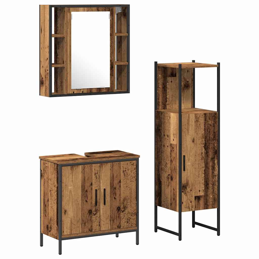 Badezimmermöbel-Set mit Regal mit Tür 3 pcs Braun Holzwerkstoff