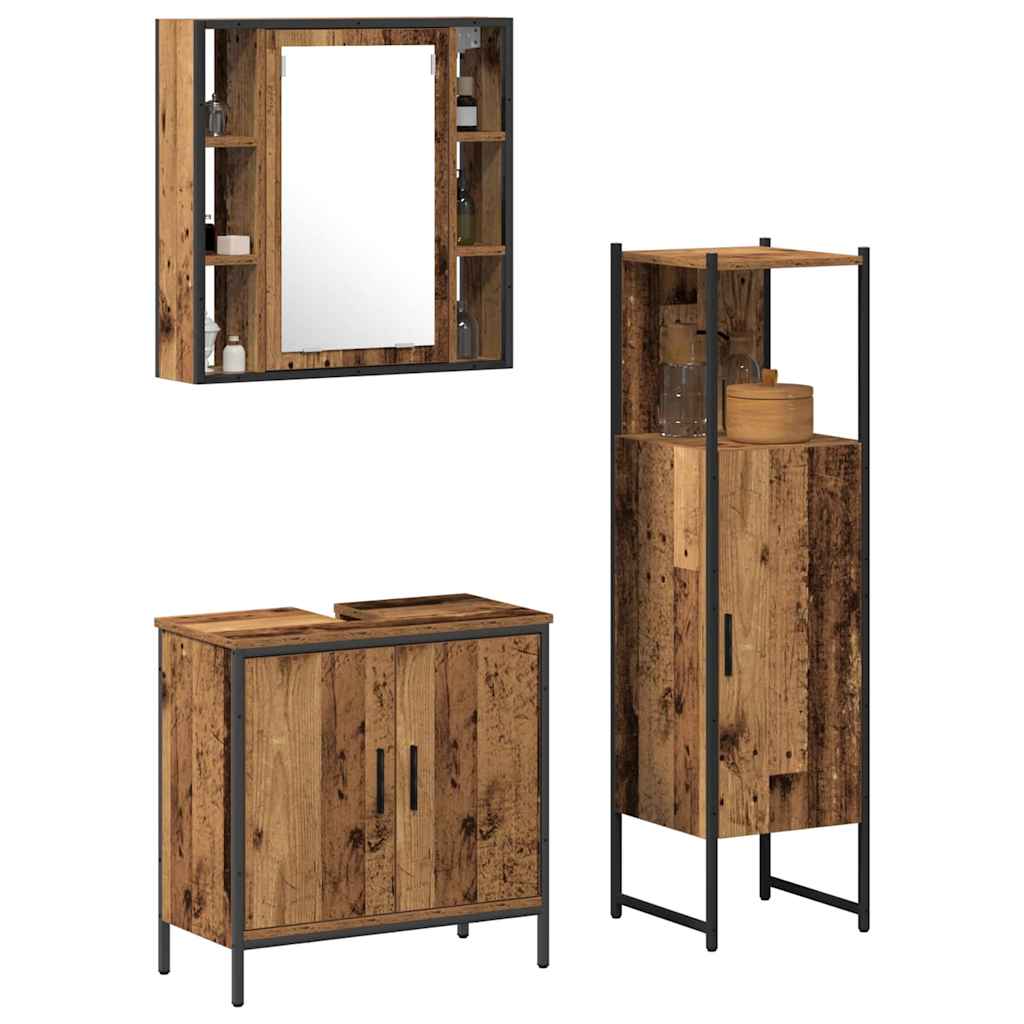 Badezimmermöbel-Set mit Regal mit Tür 3 pcs Braun Holzwerkstoff