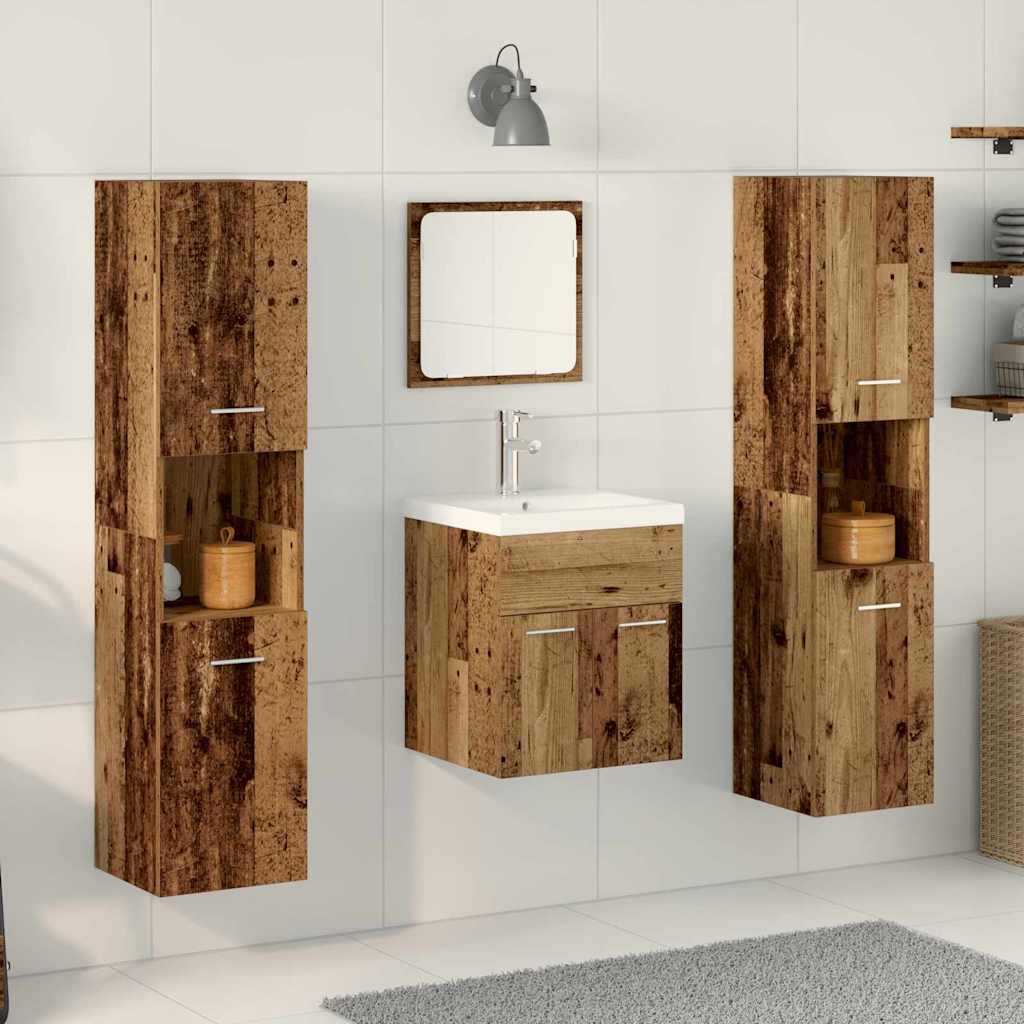 Badezimmermöbel-Set mit Regal 4 pcs Altholz Holzwerkstoff