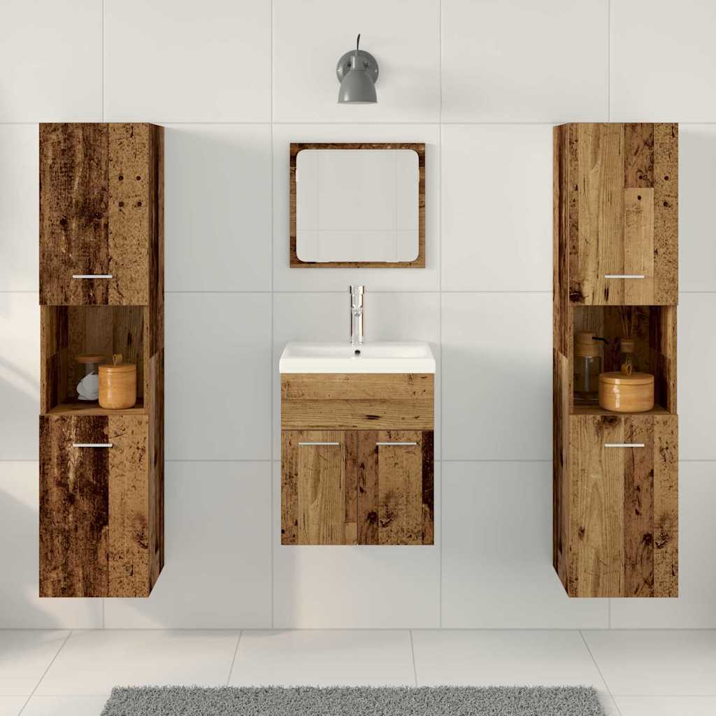 Badezimmermöbel-Set mit Regal 4 pcs Altholz Holzwerkstoff