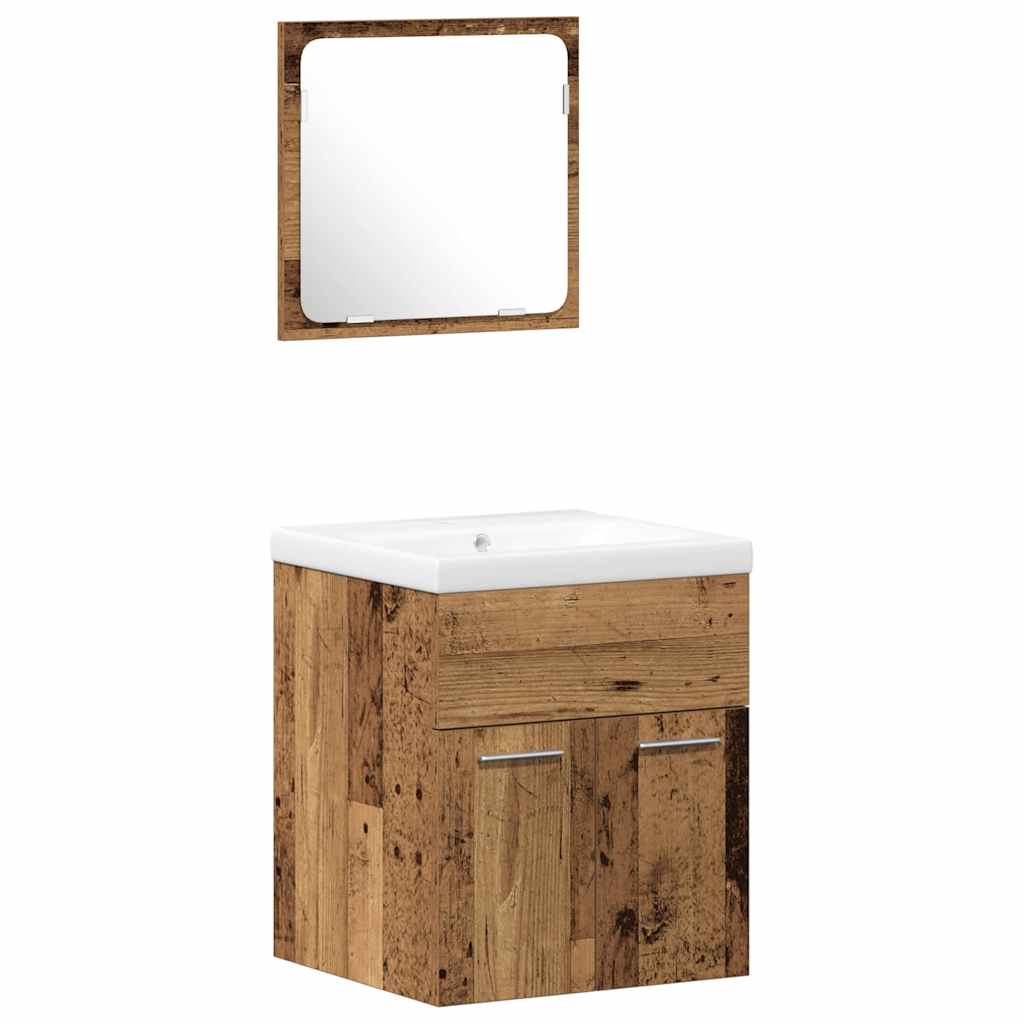 Badezimmermöbel-Set mit Regal 4 pcs Altholz Holzwerkstoff