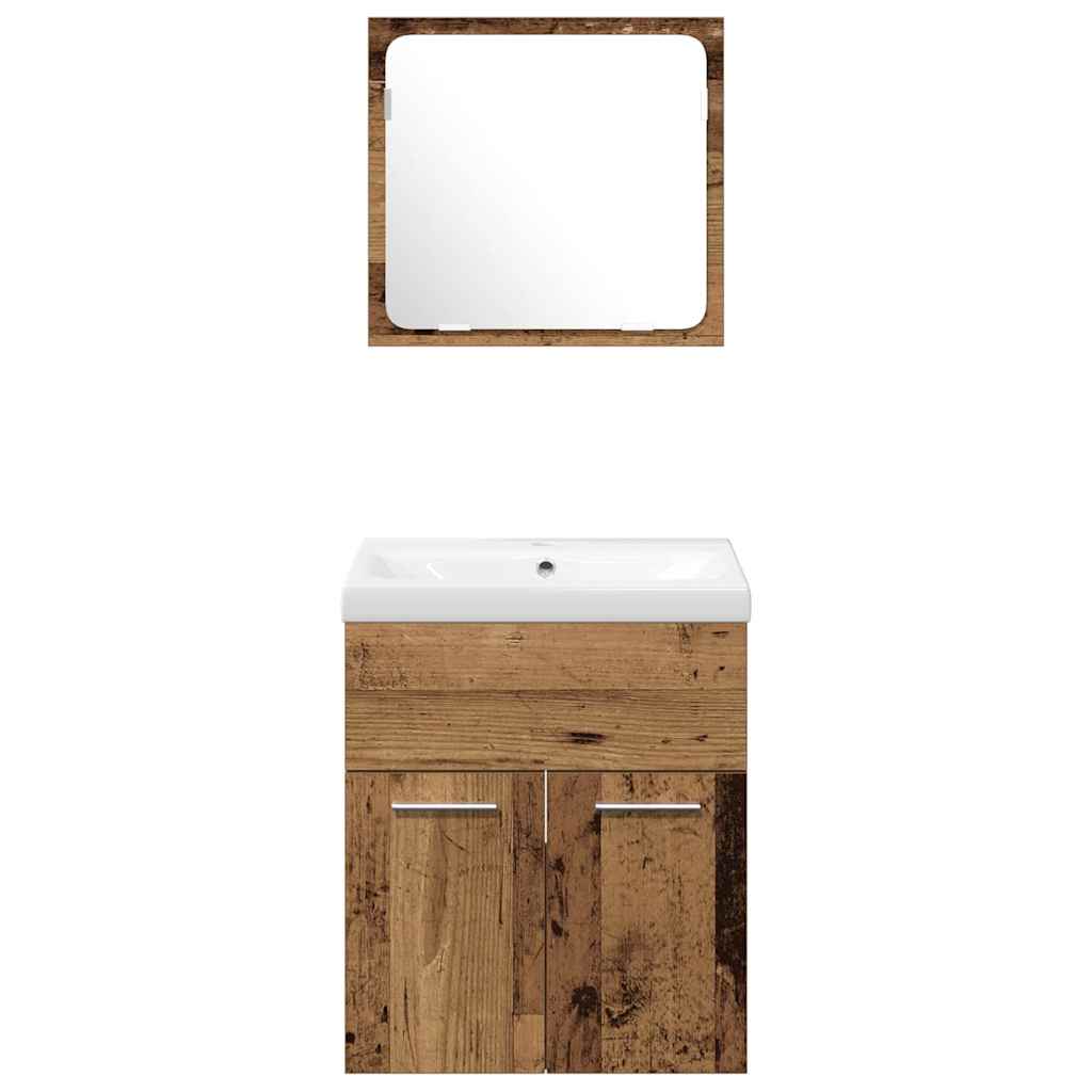 Badezimmermöbel-Set mit Schubladen 4 pcs Altholz Holzwerkstoff