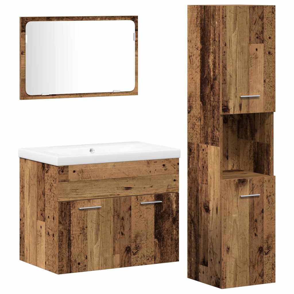 Badezimmermöbel-Set mit Regal mit Tür 4 pcs Braun Holzwerkstoff