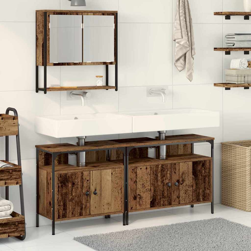 Badezimmermöbel-Set mit Regal mit Tür 3 pcs Braun Holzwerkstoff