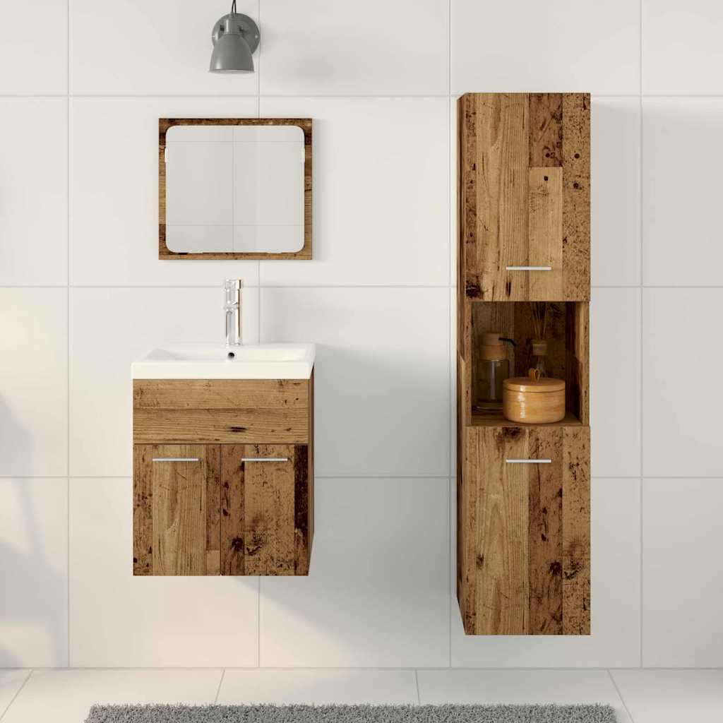 Badezimmermöbel-Set mit Regal 4 pcs Altholz Holzwerkstoff