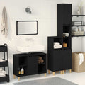 Badezimmermöbel-Set mit Speicher 3 pcs Schwarz Holzwerkstoff