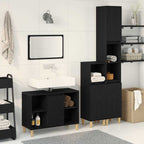 Badezimmermöbel-Set mit Speicher 3 pcs Schwarz Holzwerkstoff