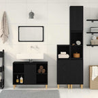 Badezimmermöbel-Set mit Speicher 3 pcs Schwarz Holzwerkstoff