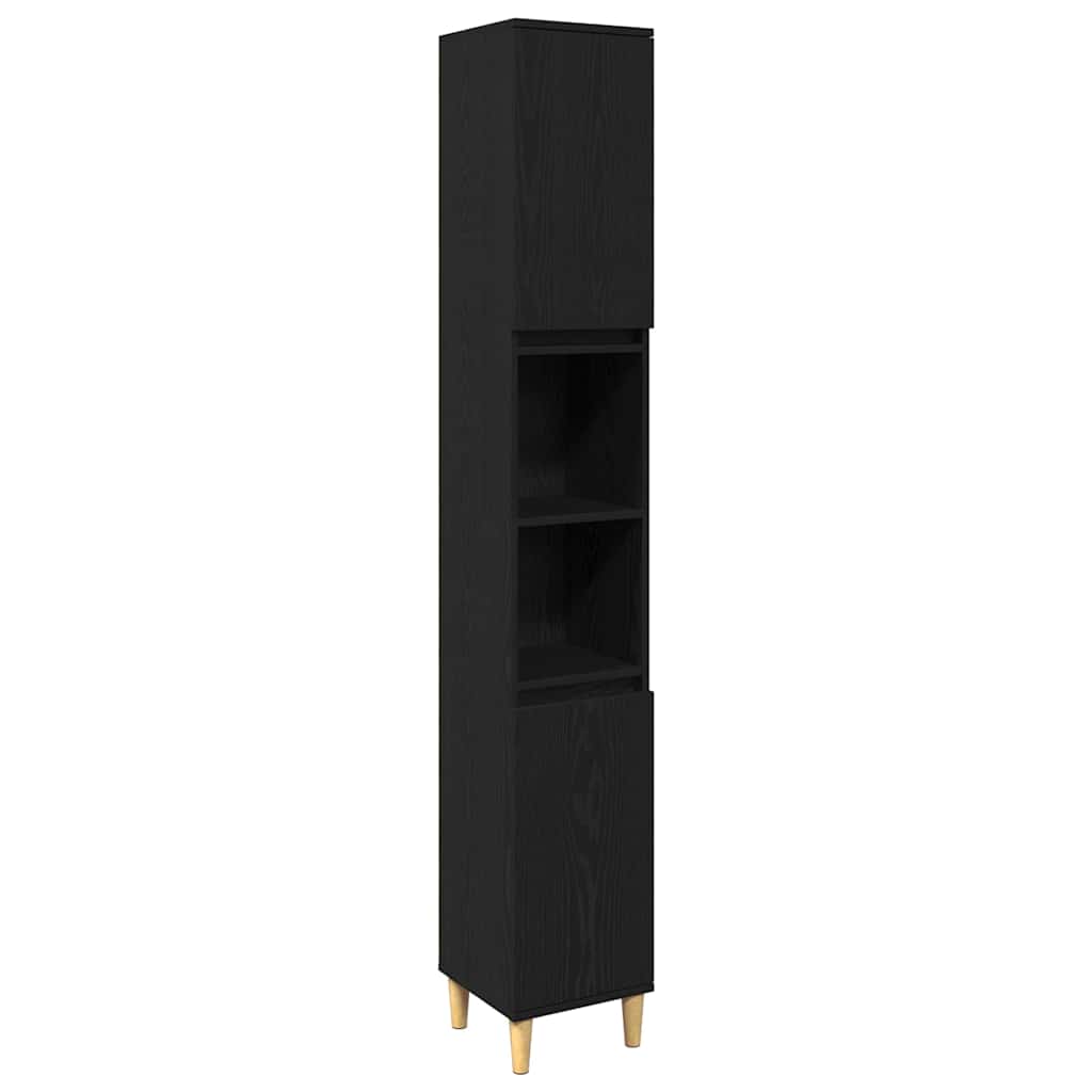 Badezimmermöbel-Set mit Speicher 3 pcs Schwarz Holzwerkstoff