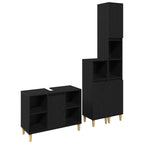 Badezimmermöbel-Set mit Speicher 3 pcs Schwarz Holzwerkstoff