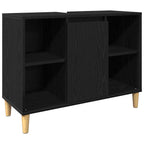 Badezimmermöbel-Set mit Speicher 3 pcs Schwarz Holzwerkstoff