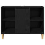 Badezimmermöbel-Set mit Speicher 3 pcs Schwarz Holzwerkstoff