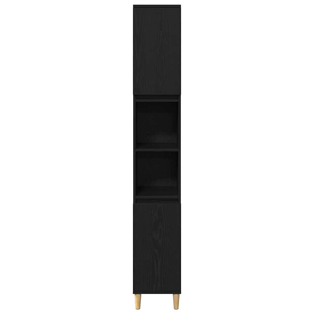 Badezimmermöbel-Set mit Speicher 3 pcs Schwarz Holzwerkstoff