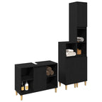 Badezimmermöbel-Set mit Speicher 3 pcs Schwarz Holzwerkstoff