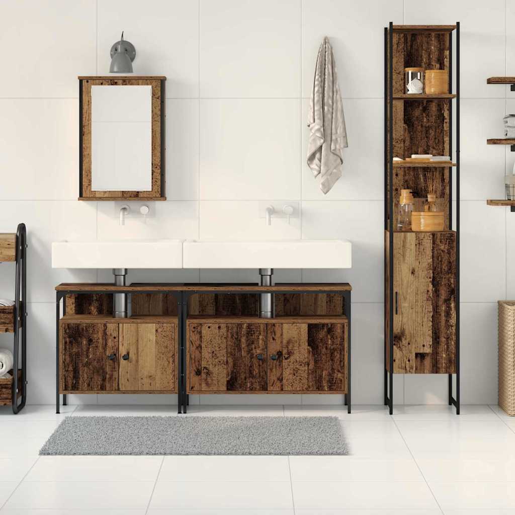 Badezimmermöbel-Set mit Regal 4 pcs Altholz Holzwerkstoff
