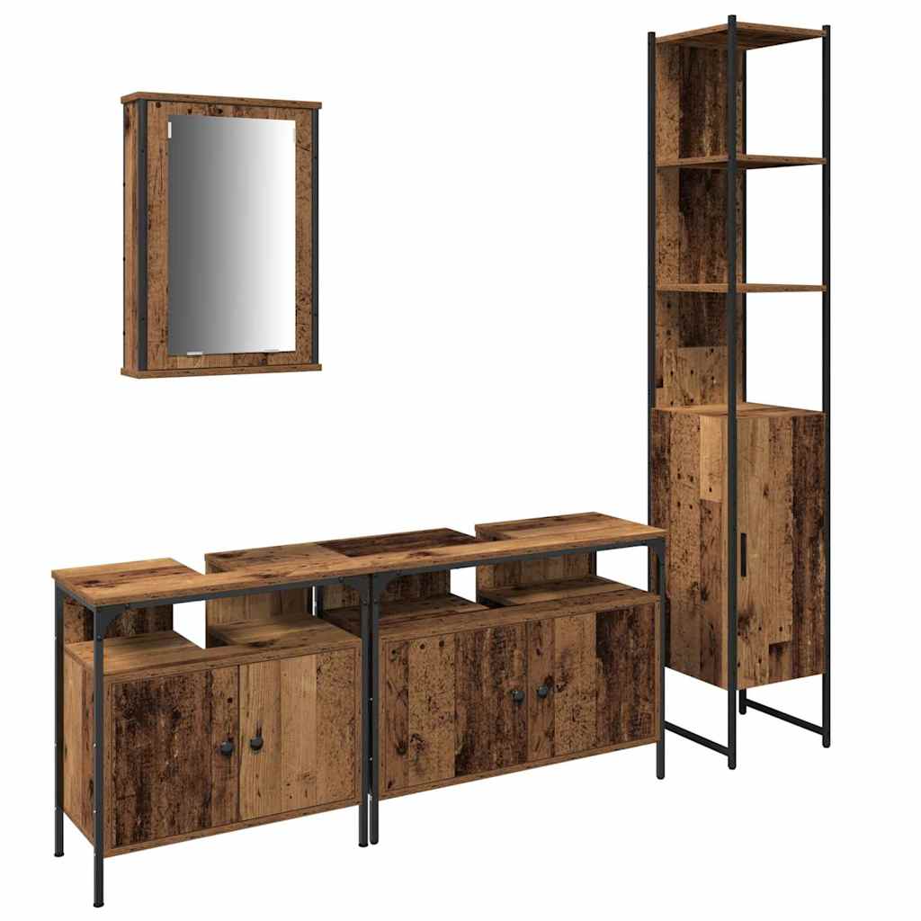 Badezimmermöbel-Set mit Regal 4 pcs Altholz Holzwerkstoff