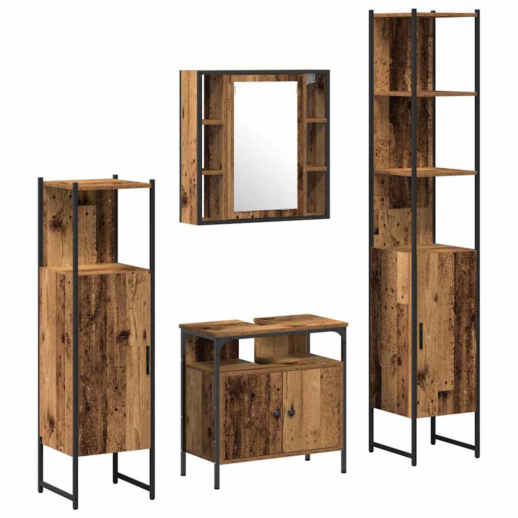 Badezimmermöbel-Set mit Regal 4 pcs Altholz Holzwerkstoff