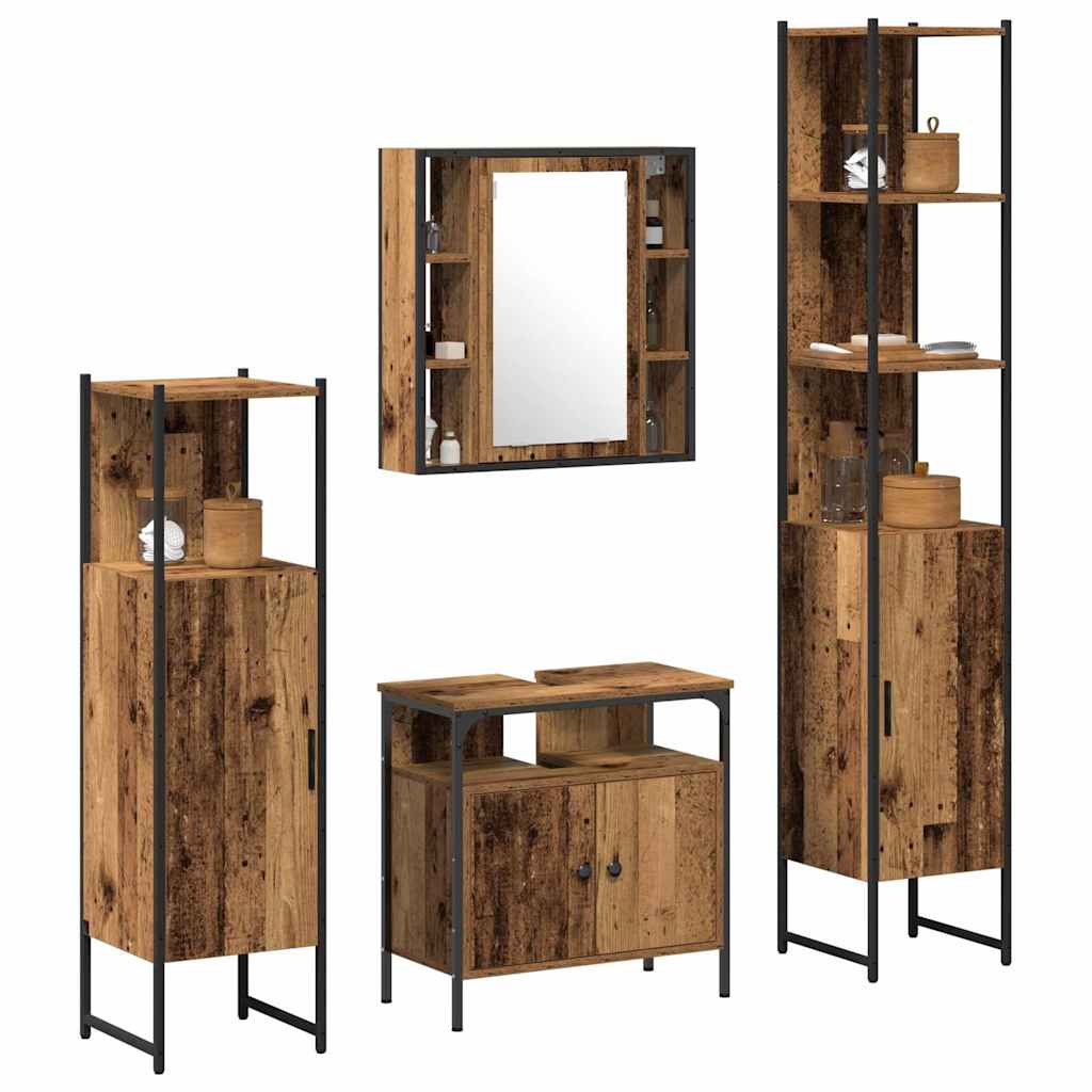 Badezimmermöbel-Set mit Regal 4 pcs Altholz Holzwerkstoff