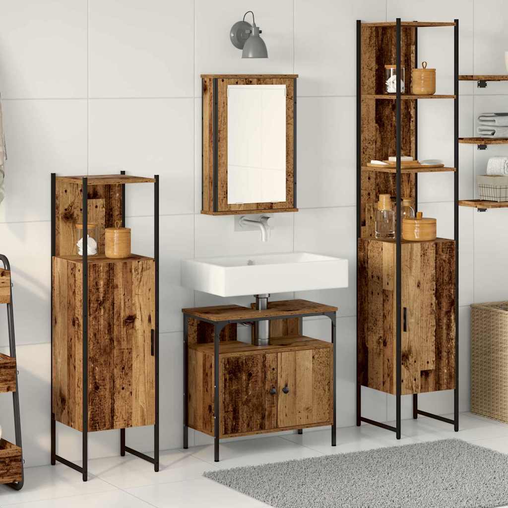 Badezimmermöbel Set mit Regal 4 pcs Altholz Holzwerkstoff
