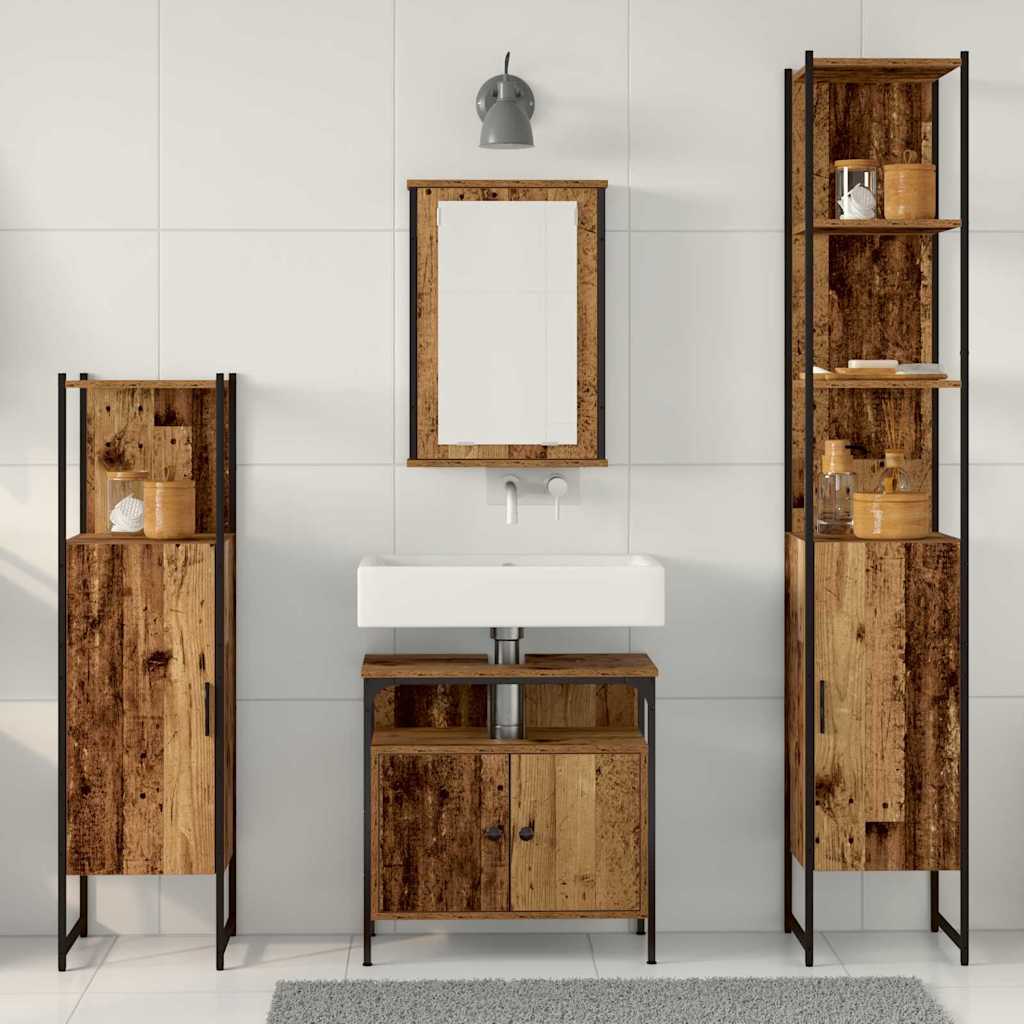 Badezimmermöbel Set mit Regal 4 pcs Altholz Holzwerkstoff