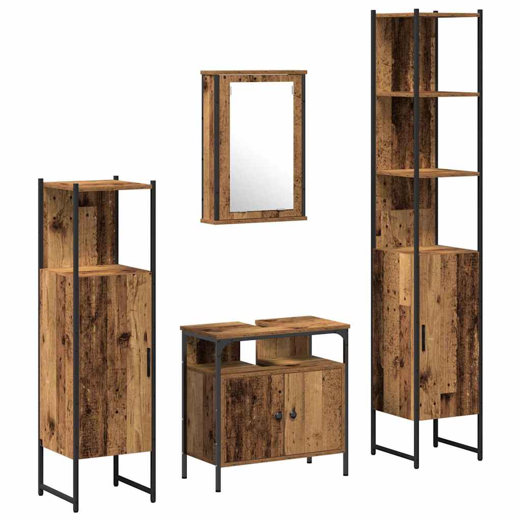 Badezimmermöbel Set mit Regal 4 pcs Altholz Holzwerkstoff