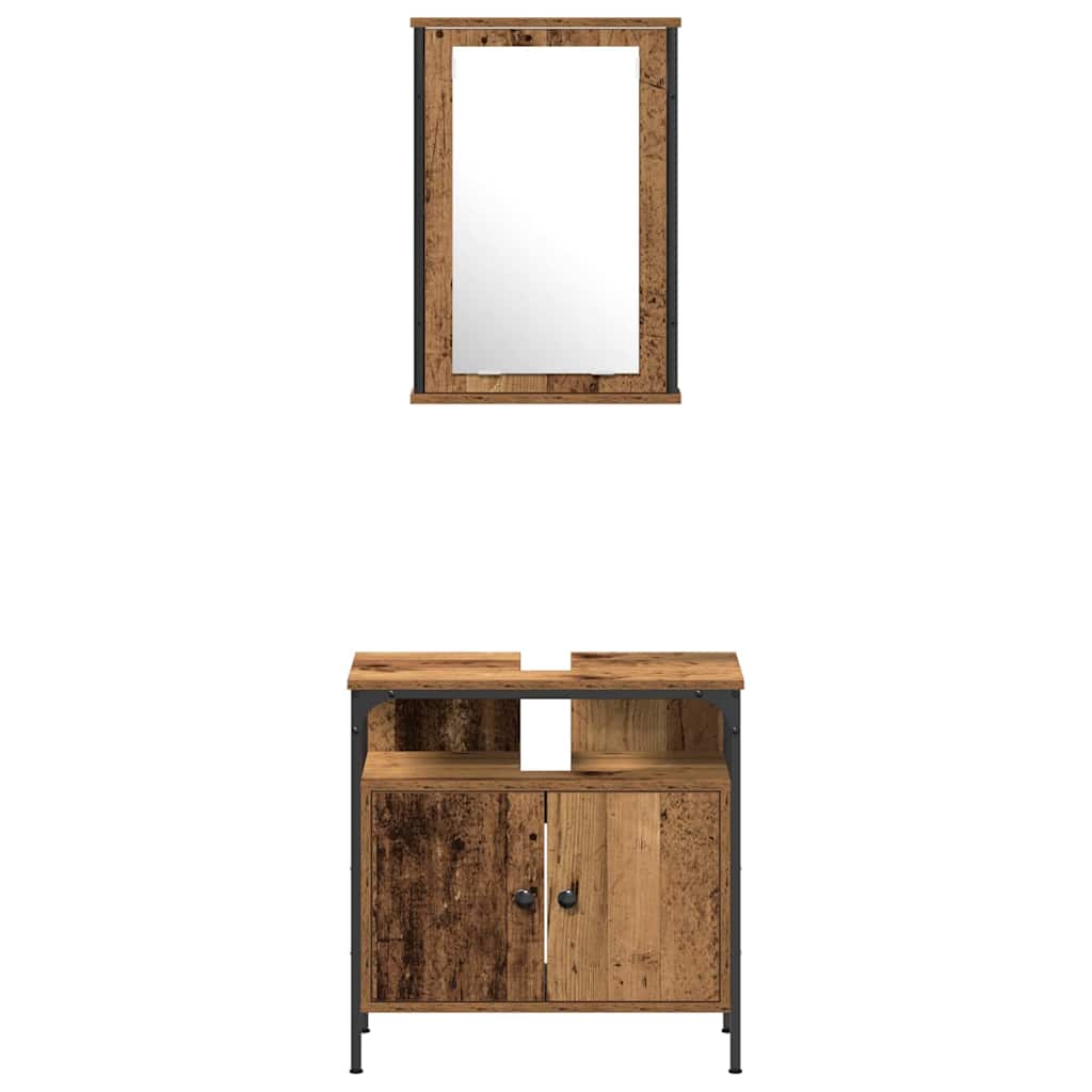 Badezimmermöbel Set mit Regal 4 pcs Altholz Holzwerkstoff