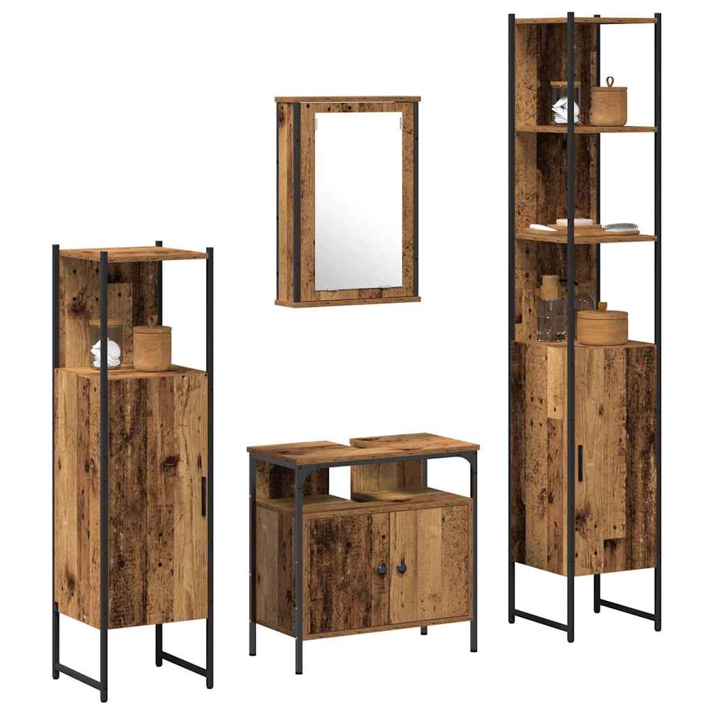 Badezimmermöbel Set mit Regal 4 pcs Altholz Holzwerkstoff