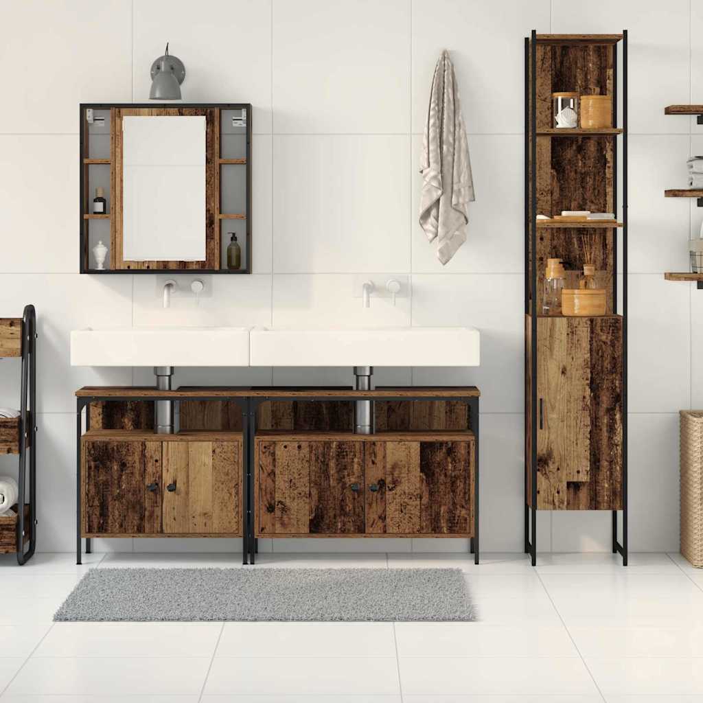 Badezimmermöbel-Set mit Regal 4 pcs Altholz Holzwerkstoff